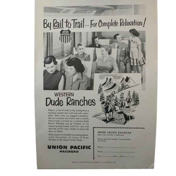Vintage 1953 Union Pacific Rail to Trail Ad Advertisement - Picture 1 of 4